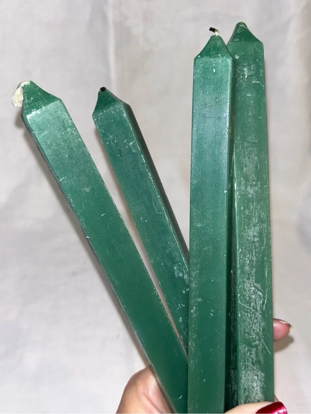 Vintage Colonial Candle Cape Cod Green Square Taper Candles 10” Set of 4